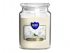 Veľká sviečka v skle s vrchnákom White Flowers SND99-179